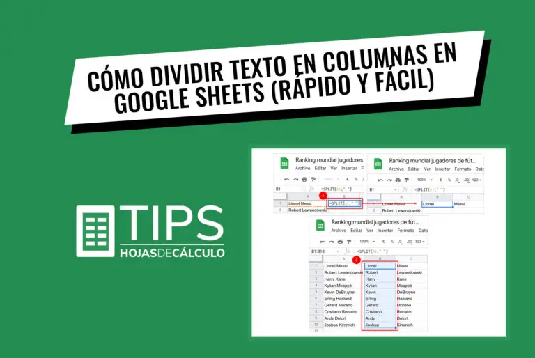 Cómo dividir texto en columnas en Google Sheets (Rápido y fácil)