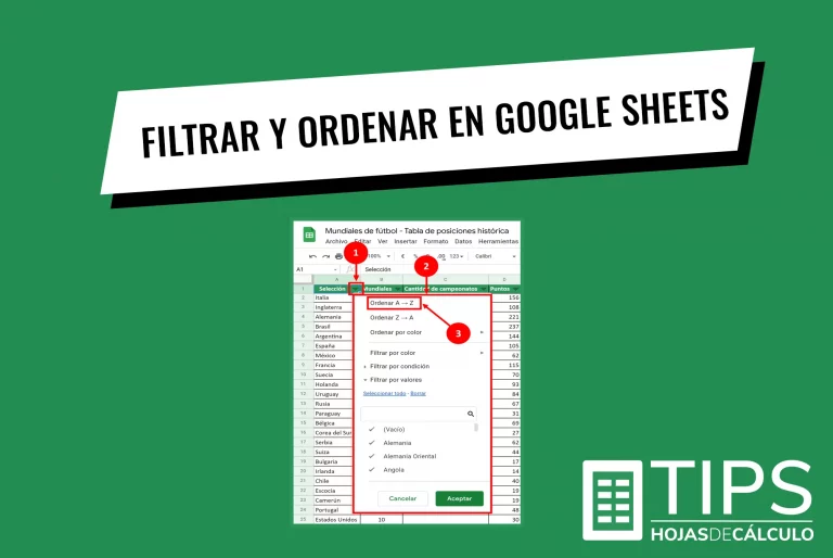 Filtrar y ordenar en Google Sheets