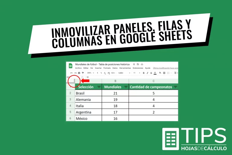 Cómo inmovilizar paneles (columnas y filas) en Google Sheets