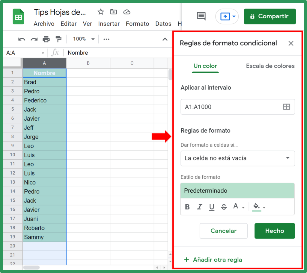 Cómo encontrar y resaltar duplicados en Google Sheets.