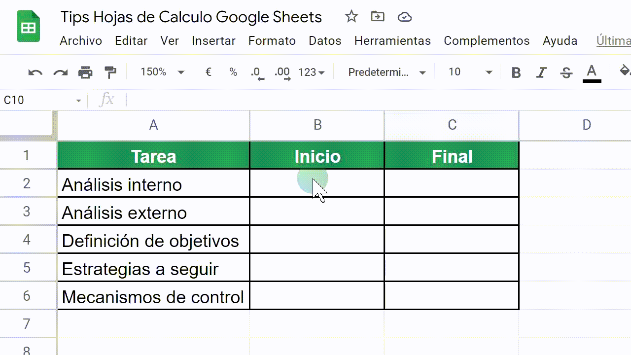 Cómo insertar un selector (calendario) de fechas en una celda de Google Sheets