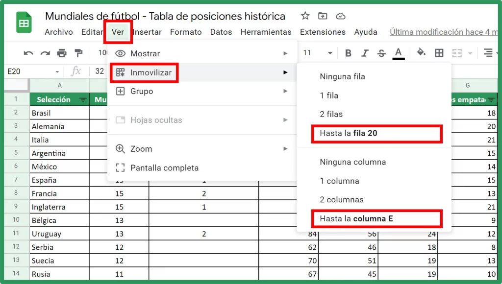 C Mo Inmovilizar Paneles Columnas Y Filas En Google Sheets Tips Hojas De C Lculo Google Sheets