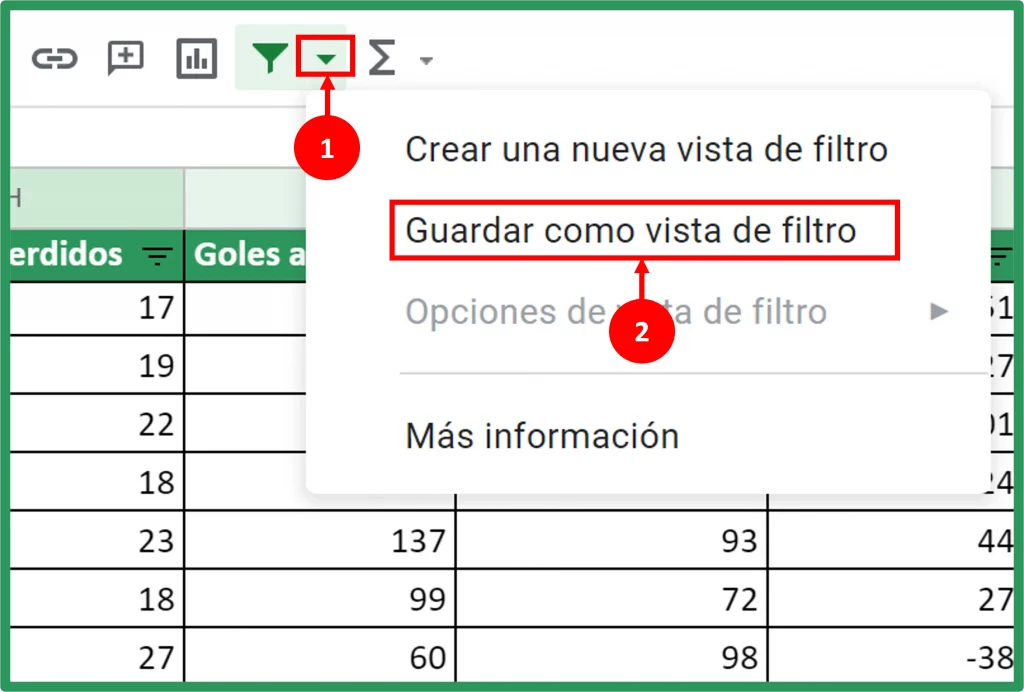 Filtrar y Ordenar en Google Sheets Guardar Vista de Filtro