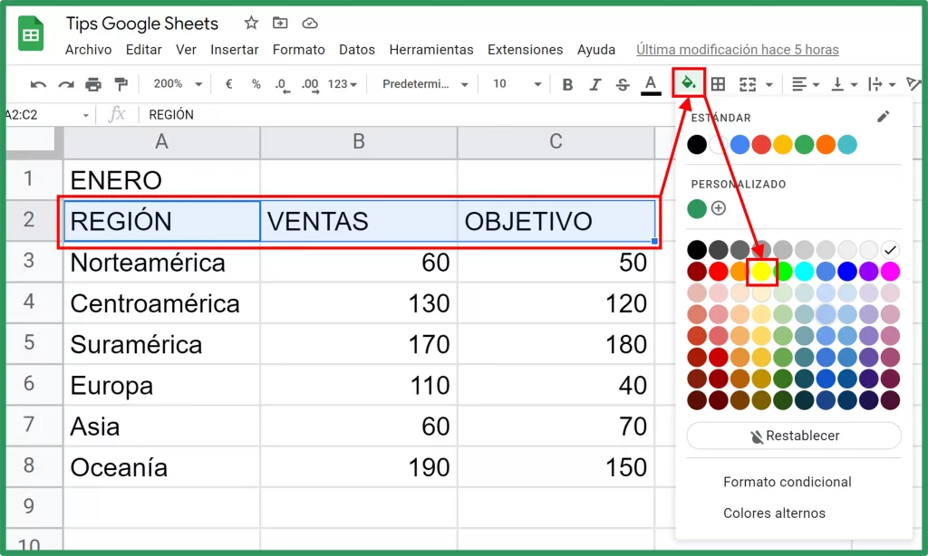 Cómo grabar macros en Google Sheets