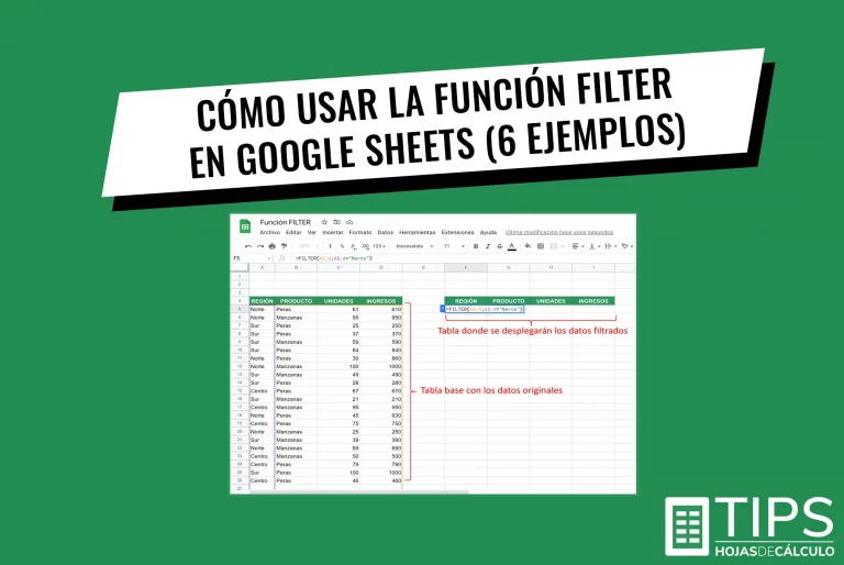 Cómo usar la función FILTER en Google Sheets (6 ejemplos)