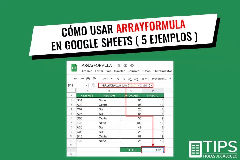 ARRAYFORMULA en Google Sheets (en español)
