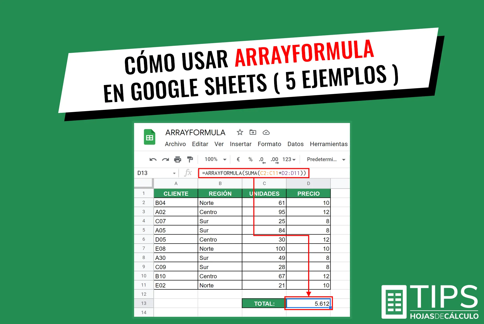 Suma Si Google Sheets Cómo usar ARRAYFORMULA en Google Sheets (5 ejemplos) - Tips hojas de  cálculo google sheets