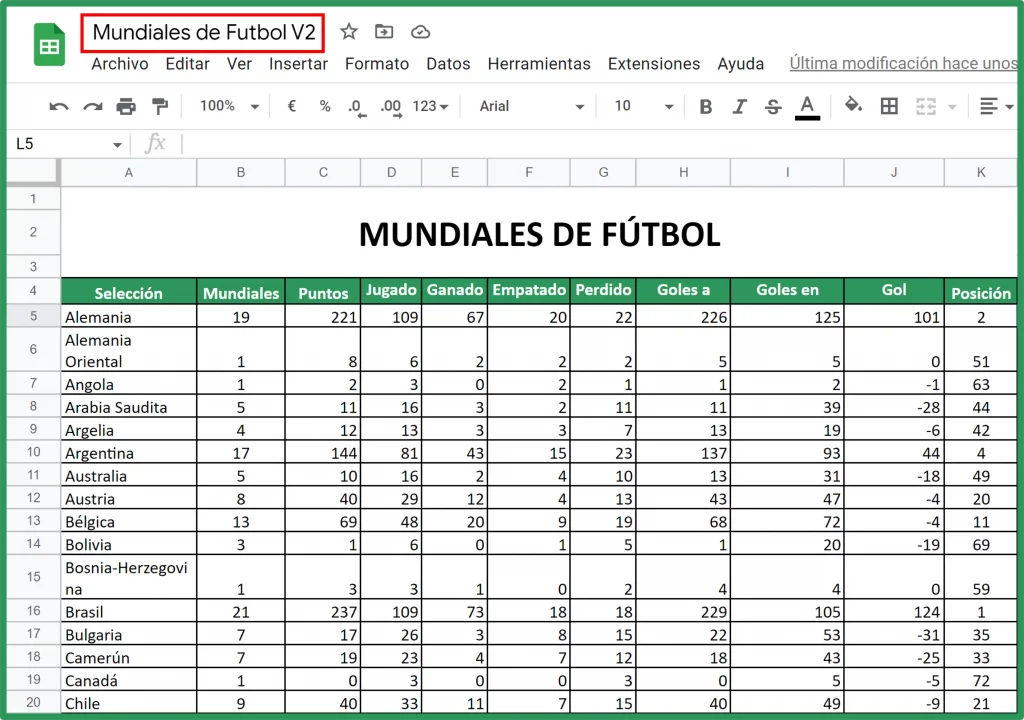 Importar algunos datos de Excel a Google Sheets