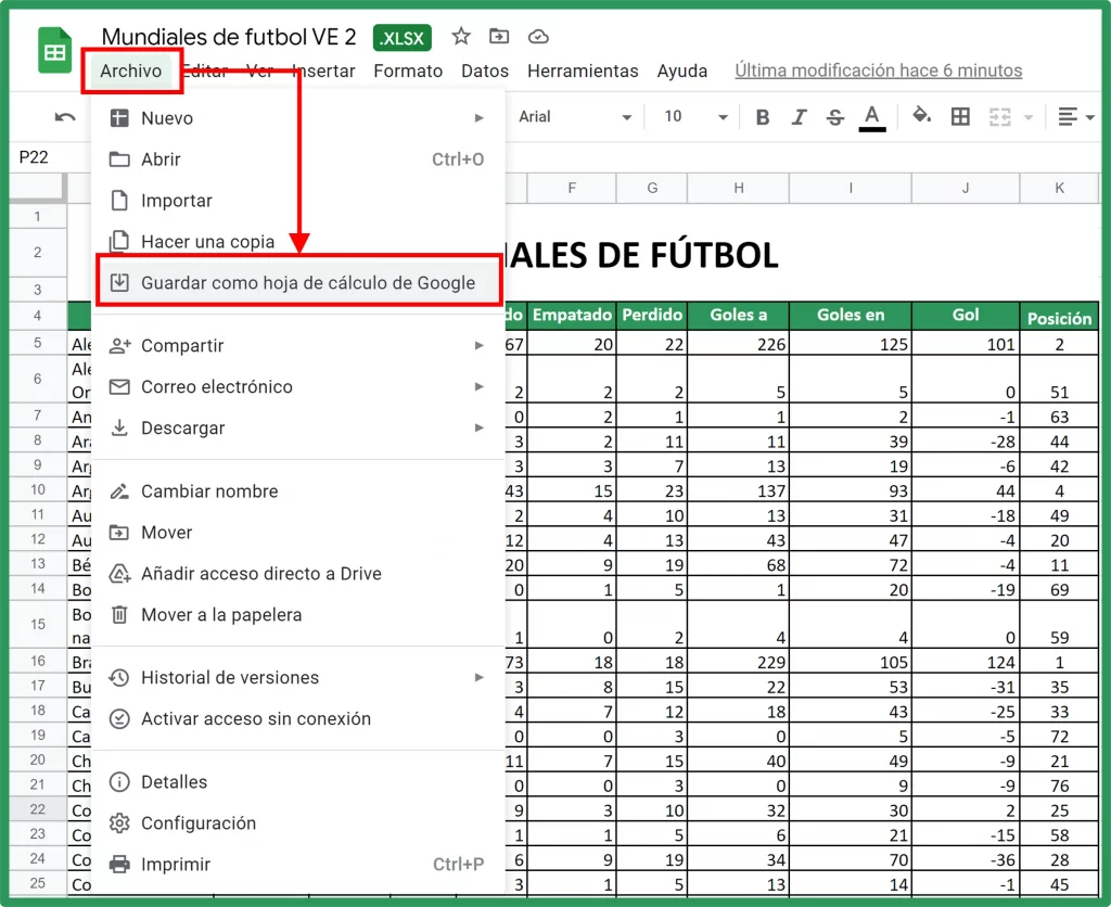 Convertir o abrir un archivo Excel y guardarlo como hoja de calculo de Google
